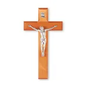 10" Cherry Wood Cross with a Fine Pewter Corpus