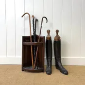 A 19th Century French Corner Umbrella or Stick Stand with Metal Underplate c1890