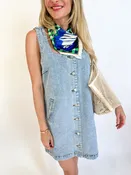 90s Denim Button Front Sleeveless Dress