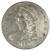 1837 Capped Bust 50c ANACS AU55 Details, Cleaned — Sam Sloat Coins