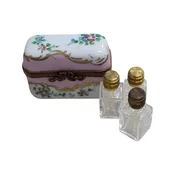 3 Perfume Pink Roses Square Limoges Porcelain Porcelain Art Object