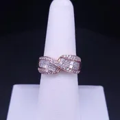 14K Rose Gold Diamond Ribbon Crossover Ring