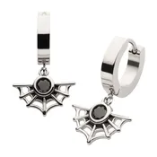 316L Steel Dangle Spiderweb Huggie Earrings