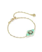 Abbie Medallion Gold Delicate Chain Bracelet in Abalone Sea Green Mix