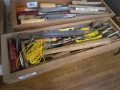 Lot 012 - Workshop Toolbox Grouping with Hammers Crowbars Drivers and More