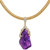 Baroque Amethyst and Diamond Pendant