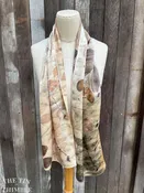 Botanical Printed Pure Silk Scarf by Sharon Mansfield  - Natural Leaves Printed on Luxurious Shiny Silk - Colorfast & Washable