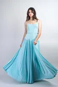 Baby Blue Art Deco Pleated Gown