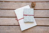 Journal in Dove Stripe + Olive Star
