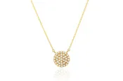 14K Mini Diamond Pave Circle Necklace - Yellow Gold