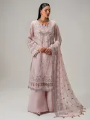 Blush Pink Chiffon Hand Embroidered Premium