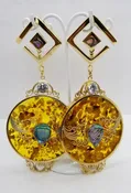 Peoples Jewelry - Amber and Abalone Filigree  Gold Plated Dangles — SUBA Piercing & Fine Jewelry