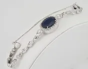 14k White Gold Art Deco 8.00ct Sapphire 0.75ct Diamond Bracelet, 6 inch