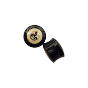 Black Horn Plugs with Walrus Jawbone and Silver Inlays (11/16") — KOLO BODY ARTS