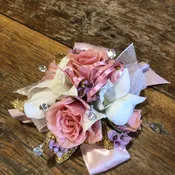 Pink and White Prom Wrist Corsage