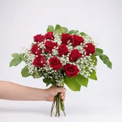 1 Dozen Red Roses Bouquet with Baby’s Breath