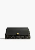 Audrey Clutch in Black and White Marled Raffia