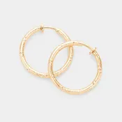 1.75 Inch Textured Metal Hoop Clip On Earrings (2 Colors)