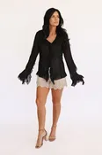 Amy black ruffle blouse