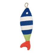 Blue Striped Picket Fish Hook Pillow