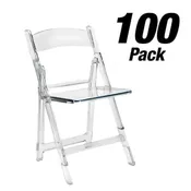 100 Pack Clear Resin Folding Chairs