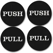 2" Round Push Pull Door Signs (Black) - 2 sets (4pcs)