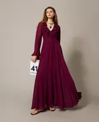 Capri' Long Dress in Georgette with Ruffles