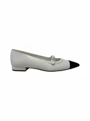 Chanel Size 38.5 '24 Lambskin Grosgrain CC Pearl Cap Toe Pointed Toe Flat