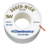 Chemtronics 50-4-25 Solder Wick, Rosin SD, 0.110" x 25 ft Roll, #4, Blue Label