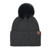 C.C Beanie - Cable Cuff Pom C.C Beanie - Black