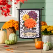 Fall Floral Toile Applique Flag