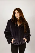"Cosmic Ink" hooded mink jacket