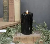 6" Black 3D Flame Pillar Candle