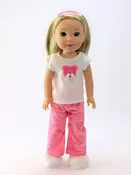 3 Piece Pink Bear Pajama set for WELLIE WISHER & 14" DOLLS