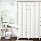 Boho Circle Tufted Yarn Dyed Recycled Cotton Blend Shower Curtain