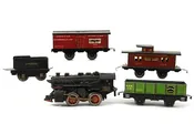 1932-34 AF 5-Piece Freight Set W/ No. 3197 Steam Loco & Tin Lithograph Cars (O-Gauge)