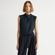 Allegra Gathered-Neck Sleeveless Blouse