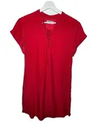 Frame Le Lace-Up Silk Shift Dress Blood Orange Lace Up Dress Red Size XS