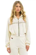 5 Stripe Cropped Zip Hoodie