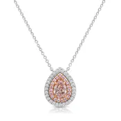 0.62ct Light Pink Pear Diamond Halo Pendant VVS2 GIA