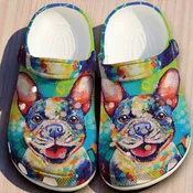 Colorful French Bulldog Crocs | Watercolor Pop Art Frenchie Shoes