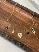 Goth Style, Design Your Own Custom Charm Necklace, Pick 7 Goth Charms, Gold Stainless Steel Paperclip Chain Jewelry Women, Personalized Gifts for Her