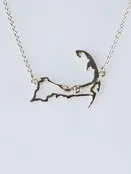 Cape Cod Outline Map Necklace w/CZ Gem — Lexaco