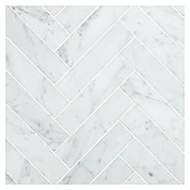 1-1/2" x 6" Herringbone Harmony | Carrara Claro Light - Honed | Marble Mosaic Tile