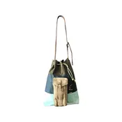 British Purse/Bag made from Vintage Painted Military Kit with Silver Lining and Vintage Suitcase Handle