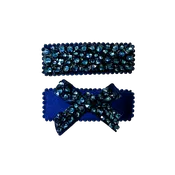 2 Pack Clip Set: Snap Clip and Bow - Navy