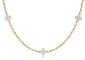 17" Choker Beaded Signature Cross 2mm Gold Off-White