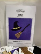 Hand painted Needlepoint Kit For Halloween. Witch Hat And Broom