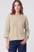 3/4 Sleeve Cable Sweater, Taupe