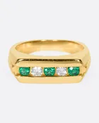 Alternating Emerald & Diamond Ring